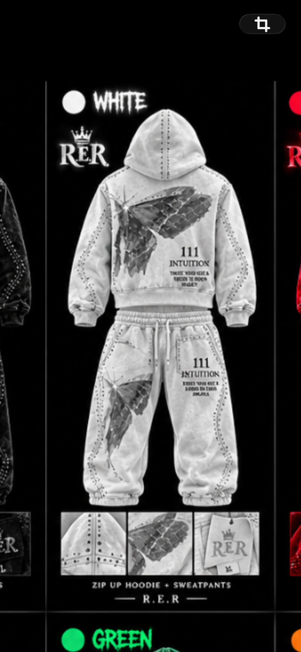 butterfly sweatsuit with rhinestones