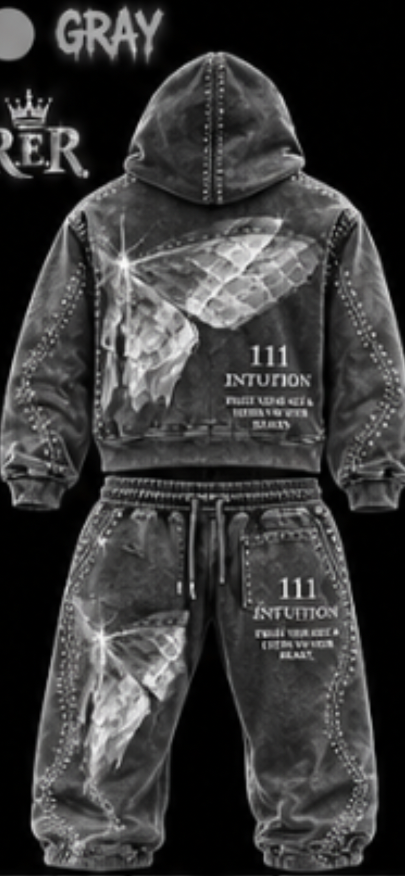 butterfly sweatsuit with rhinestones