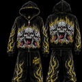 Outfit set top and bottom black and yellow demon skulls ￼