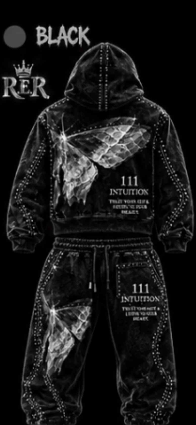 butterfly sweatsuit with rhinestones