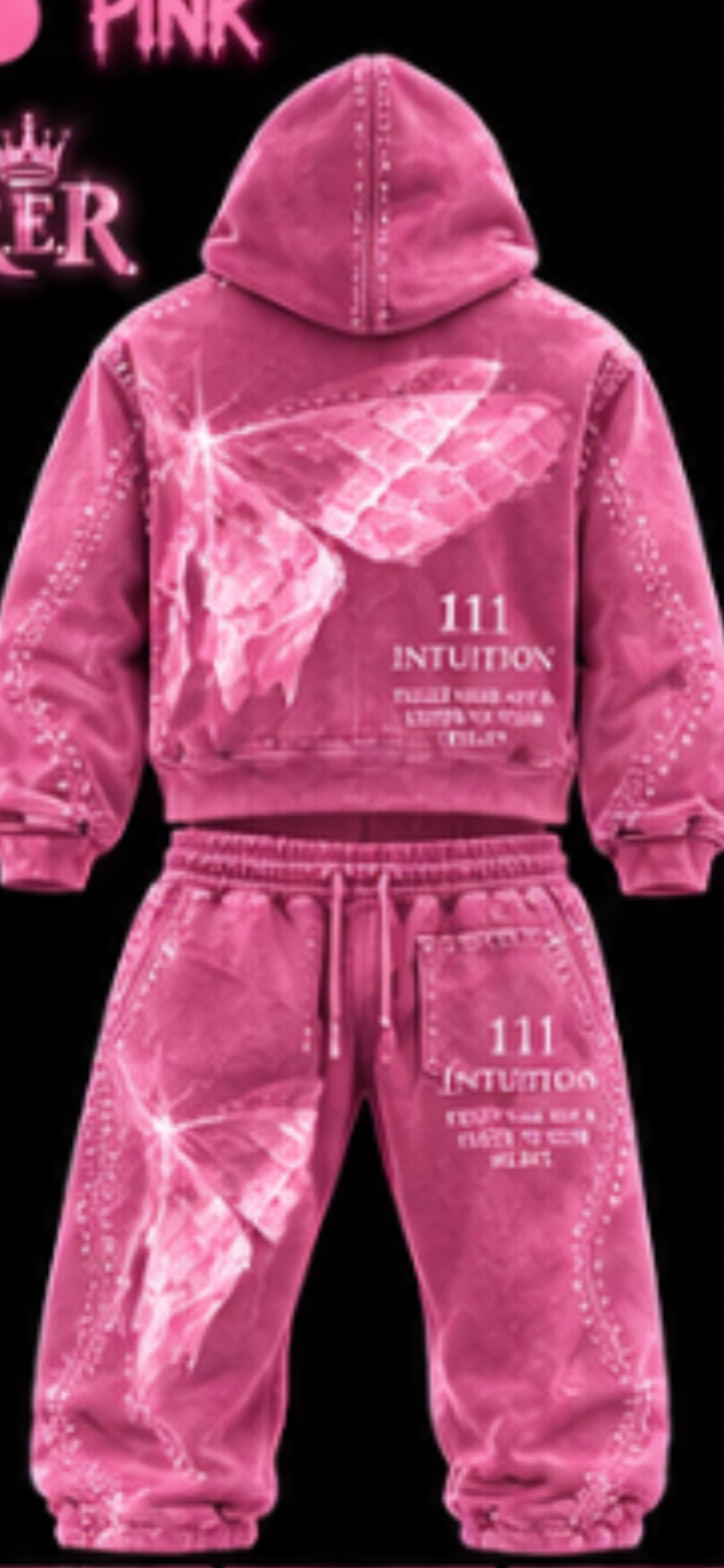 butterfly sweatsuit with rhinestones